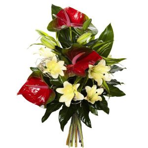 Bukiet kondolencyjny "Anturium z lilią"
