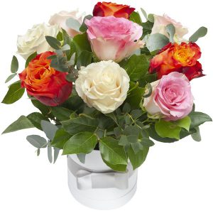 ,,Kolorowe róże w pudełku''