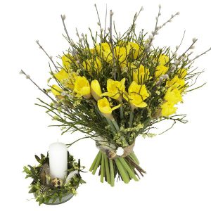 Bukiet "Wiosenne narcyze ze stroikiem na stół"